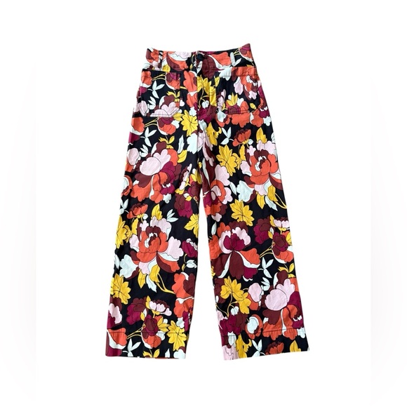 Anthropologie Maeve The Colette Cropped Wide-Leg Pants Floral Mod Size 27 Linen - Picture 2 of 11